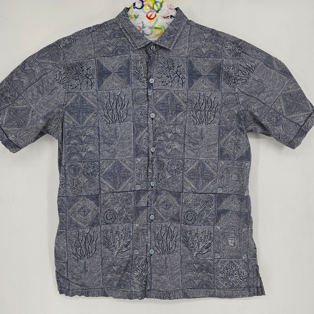 Tori Richard Shirt Mens Large Geometric Button Up Short Sleeve Hawaiian AOP